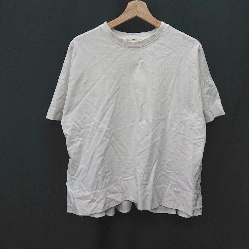 ◇ yori ヨリ シンプル 背面スカート 切り替え 半袖 Tシャツ サイズF ホワイト レディース E_画像1