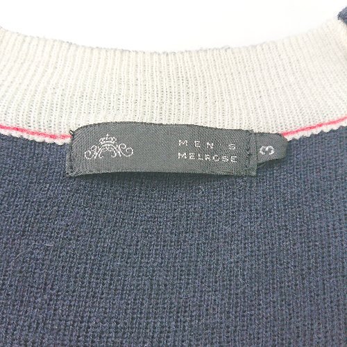 ◇ MEN 'S MELROSE ボーダー柄 マリン 肩ボタン 長袖 ニット セーター サイズ3 ネイビー ホワイト レッド メンズ E_画像4