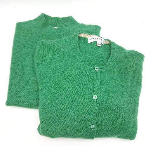 ◇ UNIQLO ユニクロ ニット カシミヤ セーター 半袖 サイズS グリーン レディース E_画像1