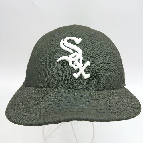 ◇ NEWERA 59FIFTY ニューエラ 刺繍 シンプル Soxロゴ キャップ 帽子 ブラック系 サイズ7 4/1 メンズ E_画像1