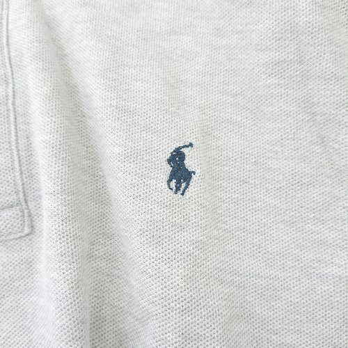 ◇ Polo by Ralph Lauren ハーフボタン 胸元ブランドロゴ刺? 半袖 ポロシャツ サイズL グレー メンズ E_画像4