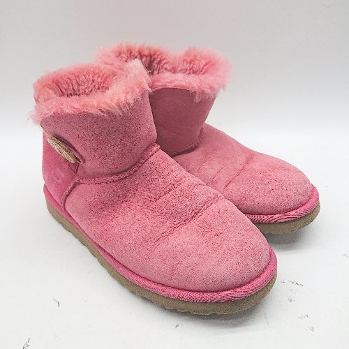 ■ UGG アグ ミニベイリーボタン 7 24 かわいい もこもこ ミドル ムートンブーツ サイズ24 ピンク レディース E_画像4