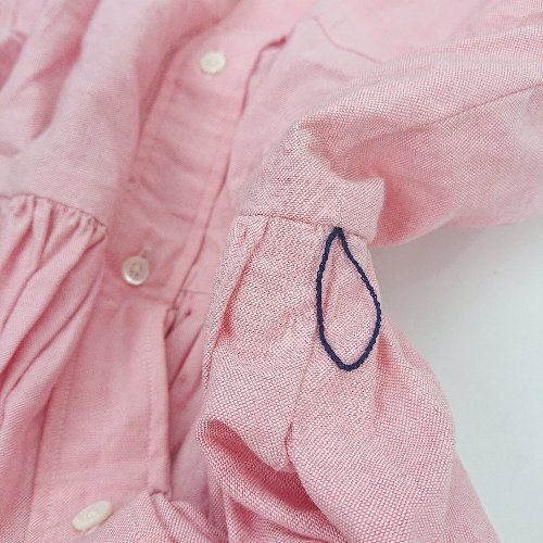 ◇ RALPH LAUREN ラルフローレン ウエストギャザー シャツ 半袖 ひざ丈 ワンピース サイズ7 ピンク系 レディース E_画像4