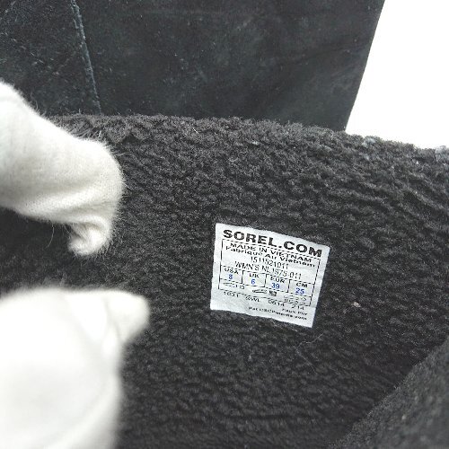 ■ SOREL ソレル 冬用 あったか もこもこ シンプル ロング ブーツ サイズ25 ブラック レッド グリーン系 メンズ E_画像8