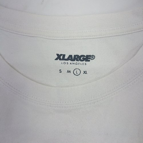 ◇ XLARGE エクストララージ イラスト プリント クルーネック 半袖 Tシャツ サイズL ホワイト レディース E_画像3
