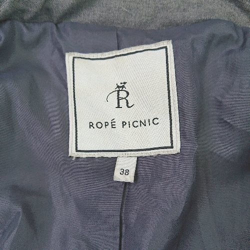 ◇ ROPE PICNIC ロペピクニックぴ ロング丈 フード付 長袖 中綿コート サイズ38 グレー レディース E_画像4