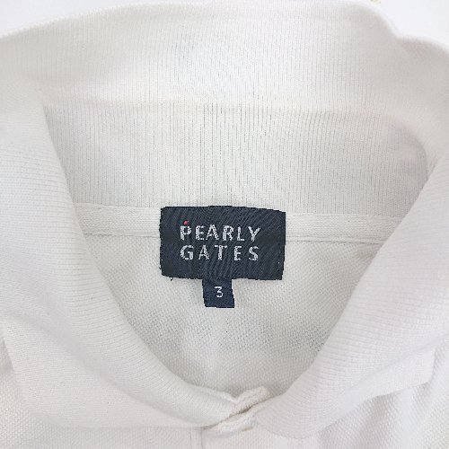 ◇ PEARLY GATES パーリーゲイツ ハーフボタン シンプル 半袖 ポロシャツ サイズ3 ホワイト メンズ E_画像3