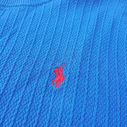 ◇ POLO RALPH LAUREN ポロ ラルフローレン コットン100％ 長袖 ニット セーター サイズM ブルー メンズ E_画像4