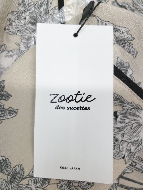 ◇ ◎ ●未使用● zootie 花柄 長袖 ロング シャツ ワンピース サイズＭ ベージュ ブラック ホワイト レディース P_画像3