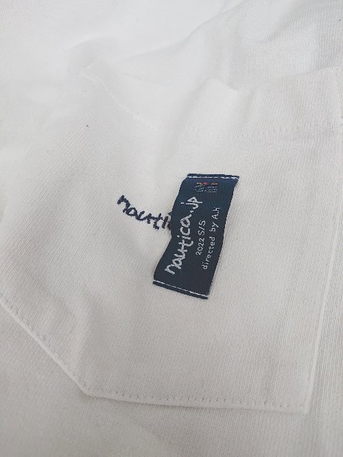 ◇ NAUTICA ノーティカ ロゴ刺繍 シンプル カジュアル 半袖 Tシャツ カットソー サイズS ホワイト メンズ P_画像5