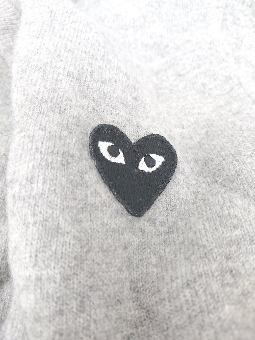 ◇ COMME des GARCONS コムデギャルソン AD2015 ハートワッペン 長袖 ニット カーディガン サイズM グレー レディース P_画像5