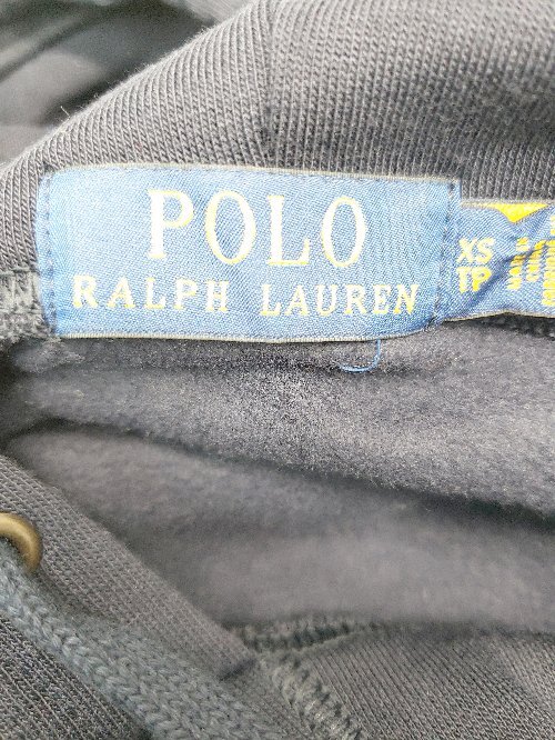 ◇ POLO RALPH LAUREN ポロ ラルフローレン プルオーバ フーディ ロゴ刺繍 長袖 パーカー サイズXS ネイビー系 メンズ P_画像3