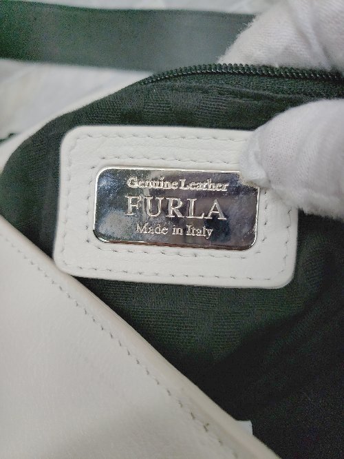 ◇ ◎ FURLA フルラ シンプル ロゴ トート ショルダー バッグ ホワイト レディース P_画像5