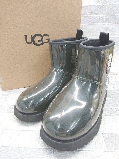 ■ ◎ UGG アグ CLASSSIC RCLE MINI ボア ショート レインブーツ サイズ25.0cm ブラック レディース P_画像1