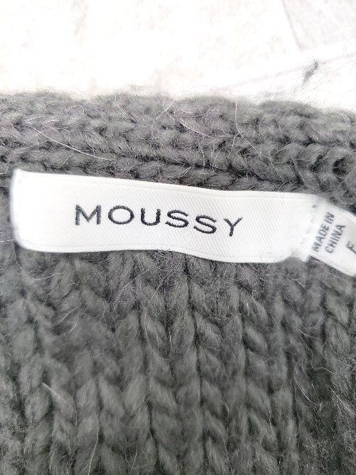 ◇ MOUSSY マウジー ウール混 リブニット シンプル 長袖 カーディガン サイズFREE ダークグレー系 レディース P_画像3