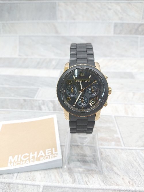 ◇ ◎ MICHAEL KORS マイケルコース クロノグラフ MK-5191 腕時計 表記なし ブラック ゴールド レディース P_画像1