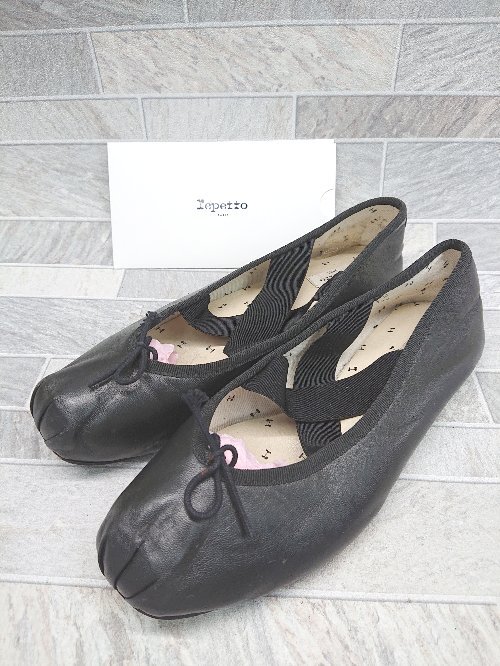 ◇ ◎ Repetto レペット フランス製 クロス バレーシューズ サイズ40.0 ブラック レディース P_画像1