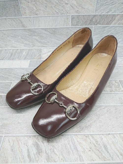 ◇ GUCCI グッチ 1012293 ホースビット パンプス サイズ36 1/2 ラバー ウッド系 レディース P_画像1