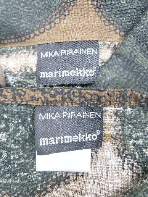 ◇ Marimekko マリメッコ 総柄 膝丈 S ジャケット スカート セットアップ 上下 サイズ36 ブラウン マルチ レディース P_画像3