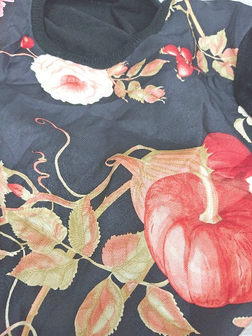 ◇ Salvatore Ferragamo サルヴァトーレ フェラガモ 花柄 半袖 ニット セーター サイズS ブラック レッド メンズ P_画像5