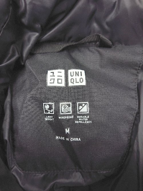 ◇ UNIQLO ユニクロ ジップアップ フード シンプル カジュアル 長袖 ダウンジャケット サイズM ブラック メンズ P_画像3