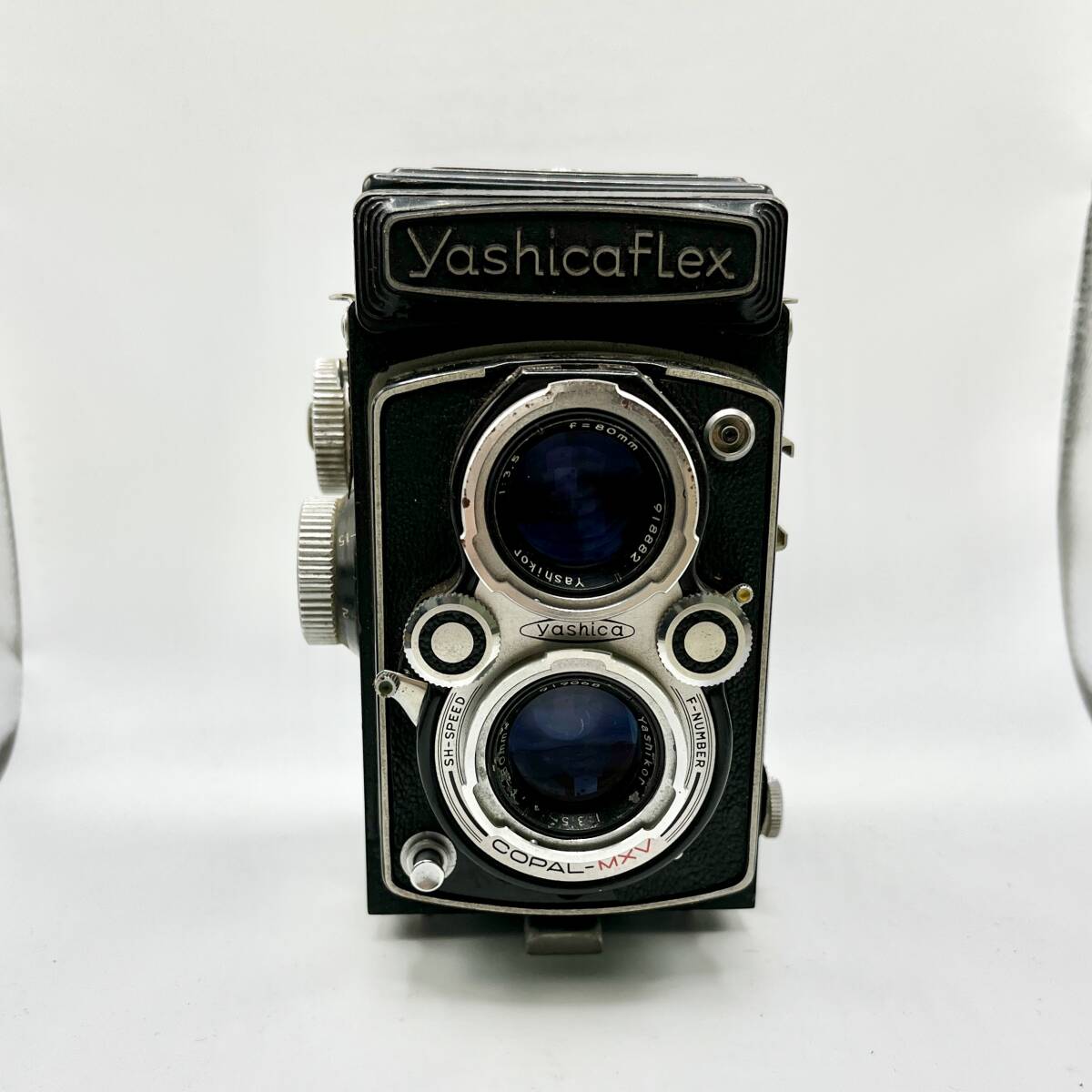 蘇さ(MOY39) 1円スタート！ Yashica flex ヤシカフレックス 二眼レフカメラ 1:3.5 80mm 昭和レトロ ケース付き 中古品 60サイズの画像1