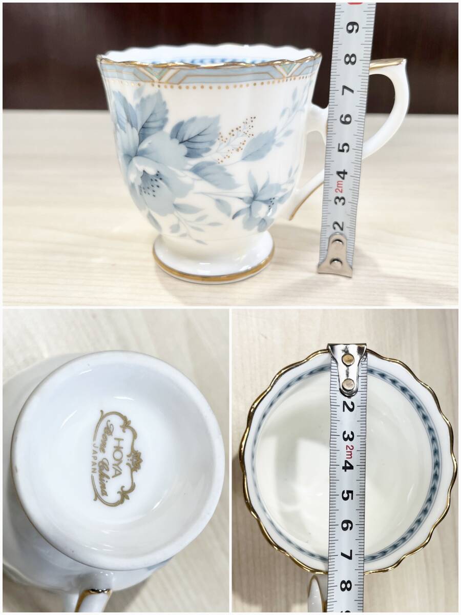 蘇や(MAY71)　洋食器　HOYA　ホヤ　ボーンチャイナ　ブルーローズ　カップ＆ソーサー　セット　中古品　120サイズ_画像4