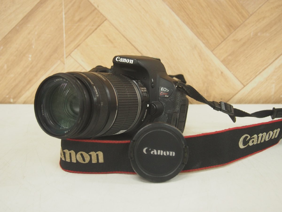 ☆【2K0514-14】 Canon キャノン 一眼レフカメラ EOS Kiss X6i バッテリー付き EF-S LENS 55-250mm 1:4-5.6 現状品_画像1