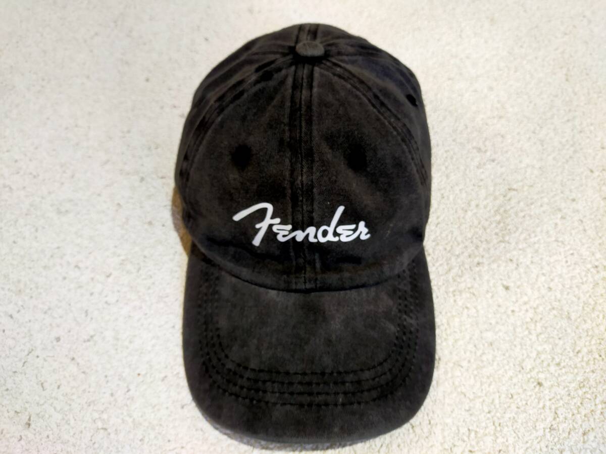 未使用新品 フェンダー スパゲッティロゴ Fender ビンテージ仕上げ 黒無地 キャップ フリーサイズ 帽子 キャップ _画像2