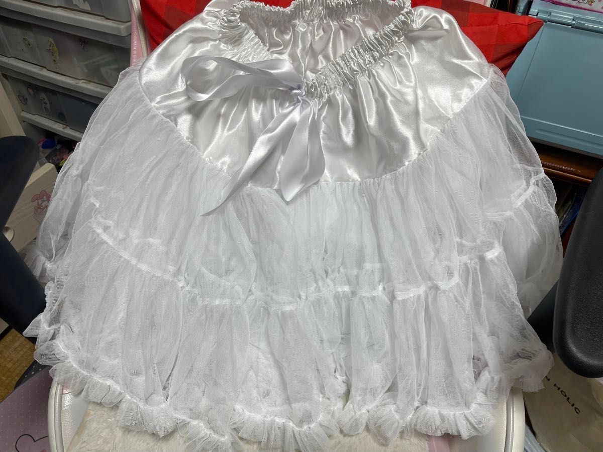 ホワイト パニエ 白 パンプキンパニエ 結婚式 ボリュームたっぷり ロリータ ドレス 衣装 ロングドレス レース チュールスカート