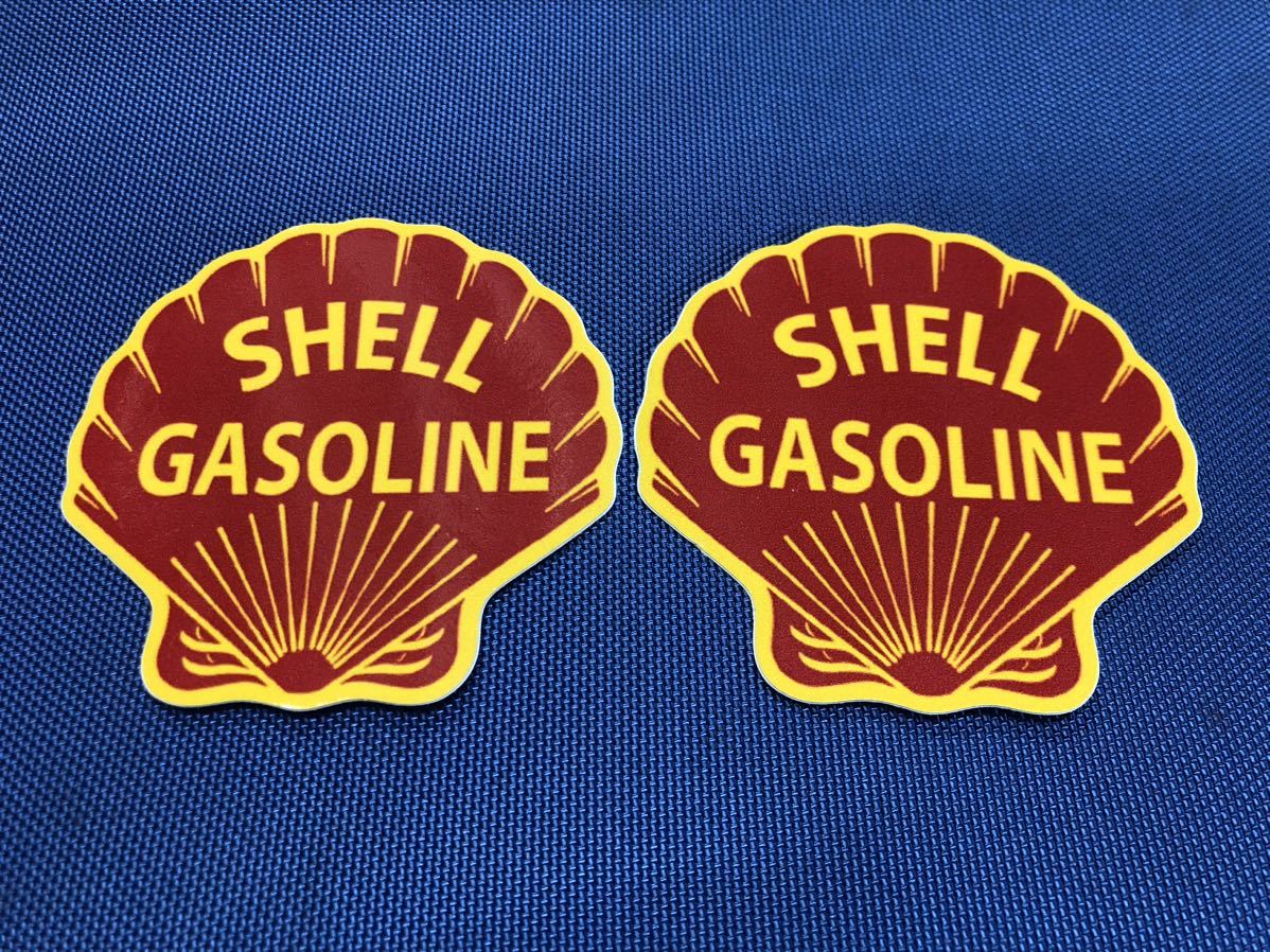 SHELL シェル ガソリン ステッカー シール デカール 2枚組 オールドロゴ 石油 ポルシェ 911 ワーゲン ビートル ミニクーパー アメ車 旧車_画像1