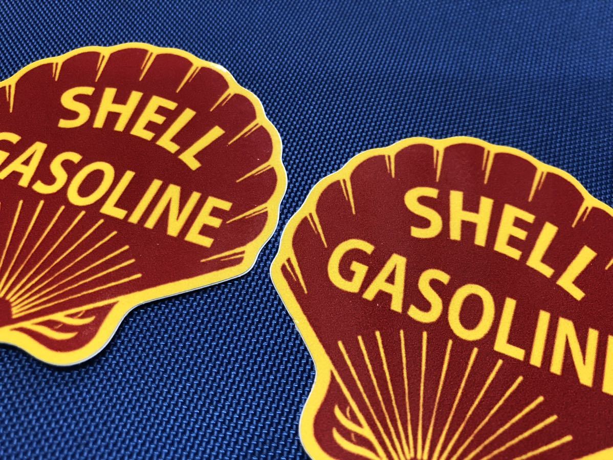 SHELL シェル ガソリン ステッカー シール デカール 2枚組 オールドロゴ 石油 ポルシェ 911 ワーゲン ビートル ミニクーパー アメ車 旧車_画像2