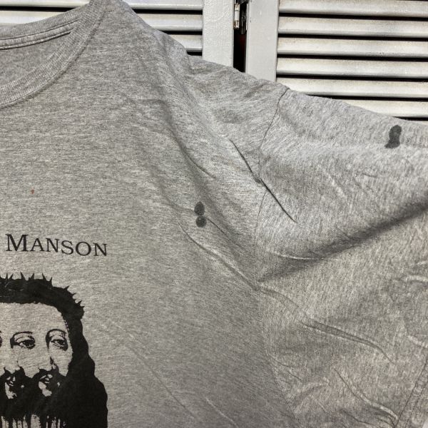 AGDZ 1スタ グレー バンド Tシャツ マリリンマンソン MARILYN MANSON 90s 00s ビンテージ アメリカ 古着 ベールの画像4