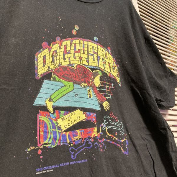 AGII 1スタ 黒 犬 Tシャツ デスローレコード ドギースタイル ドッグ - 90s 00s ビンテージ アメリカ 古着 ベール 卸 仕入れ_画像1