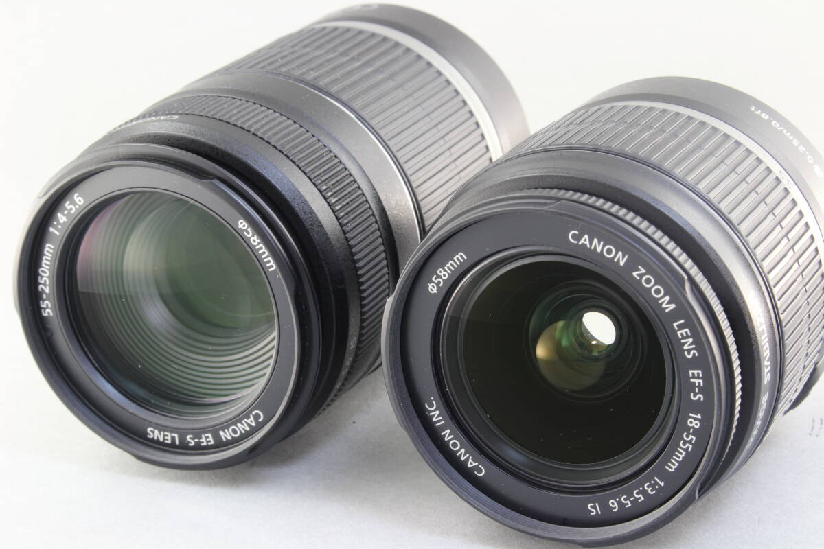 A (美品) Canon キヤノン EOS Kiss X3 ダブルズームレンズ 18-55 55-250mm ショット数7185回 初期不良返品無料 領収書発行可能_画像5