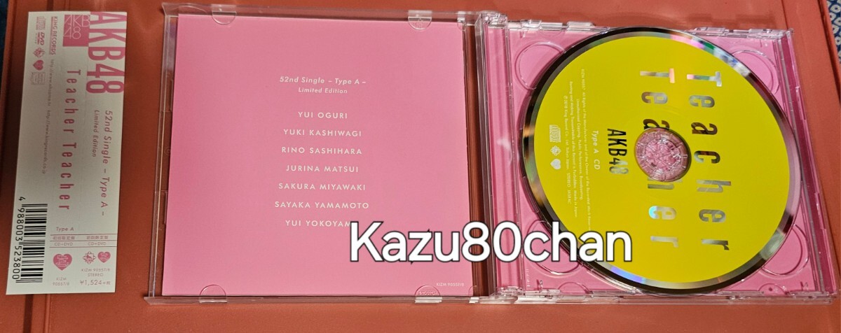 (中古、ケース全体に傷有り) AKB48 シングル Teacher Teacher 初回限定盤 Type A CD,DVDのみ_画像3