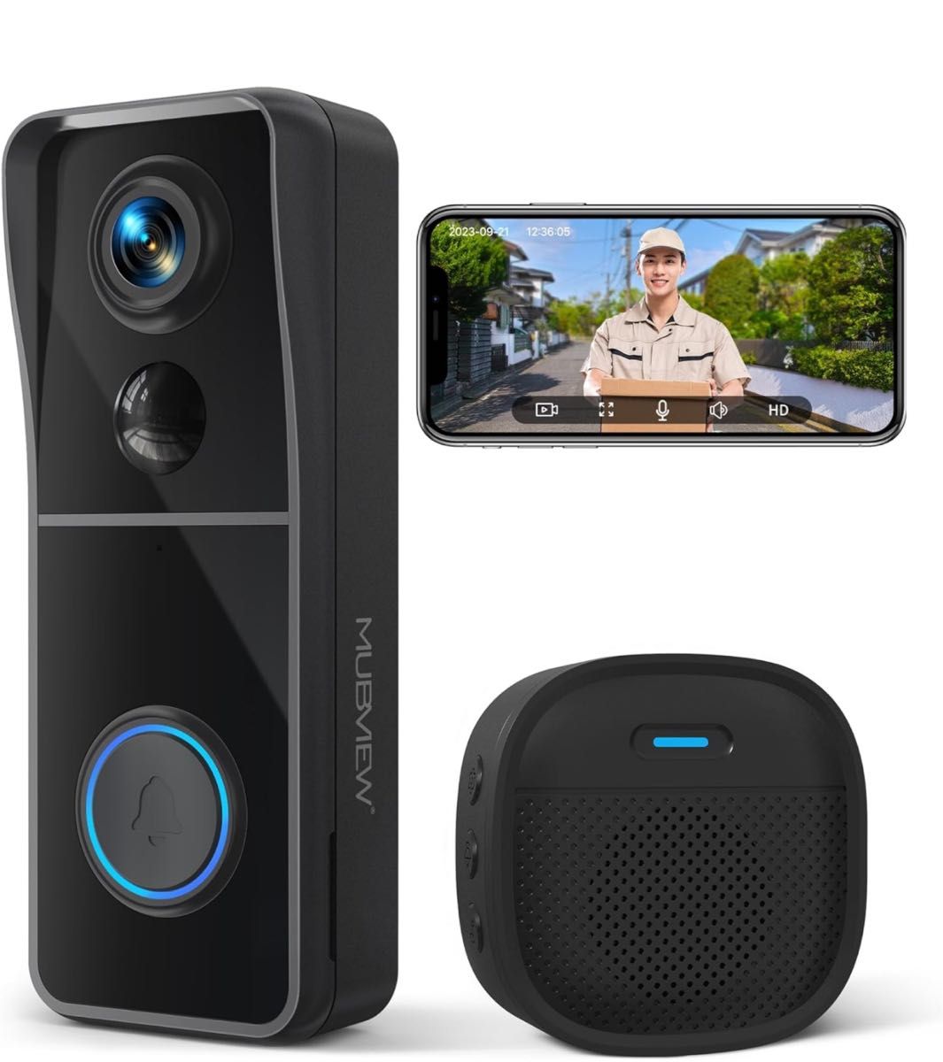 インターホン ワイヤレスドアホン カメラ付　Alexa対応 ワイヤレスチャイム