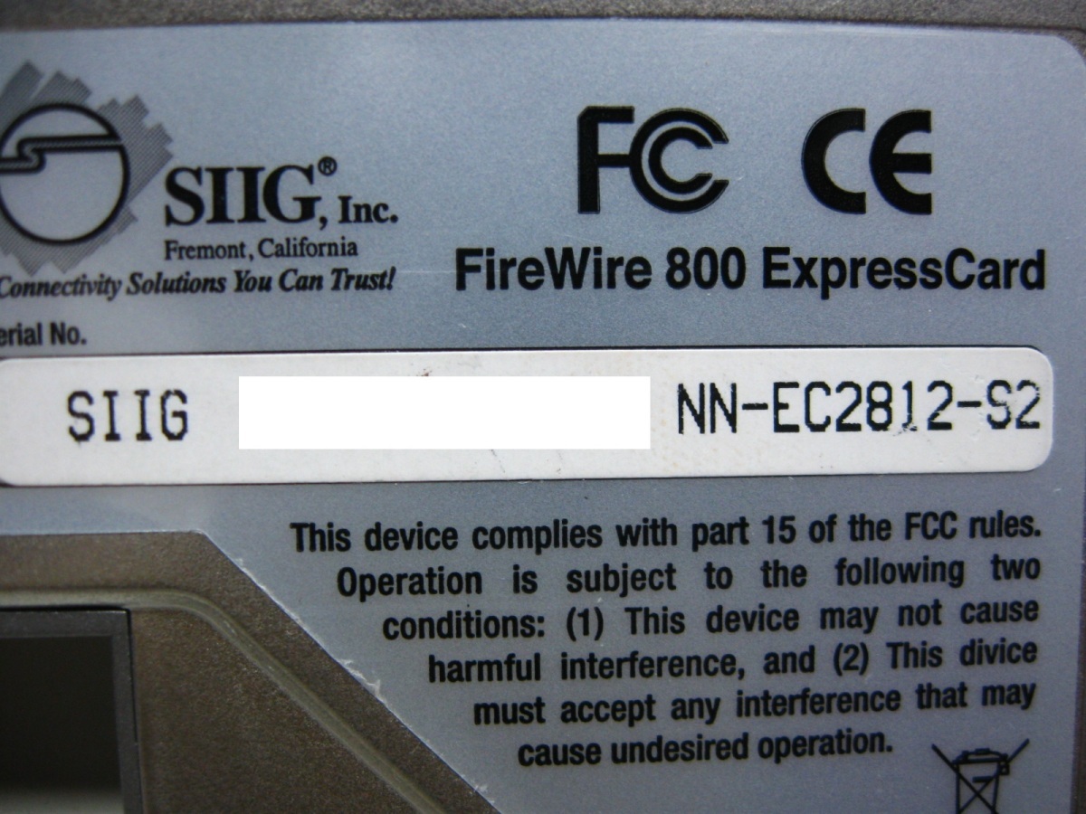 vSIIG NN-EC2812-S2 2 порт Firewire800/400 ExpressCard/54 IEEE1394b расширение карта б/у 