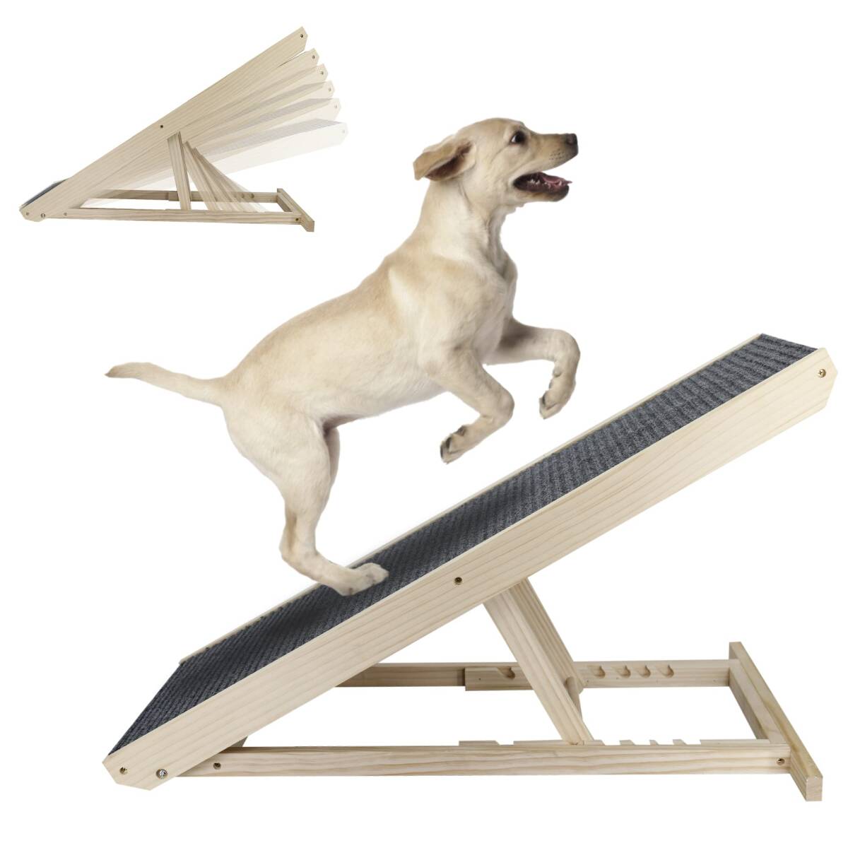 おすすめ ☆犬用安全スロープ 滑り止め ステップ 耐久性抜群 コンパクトデザイン