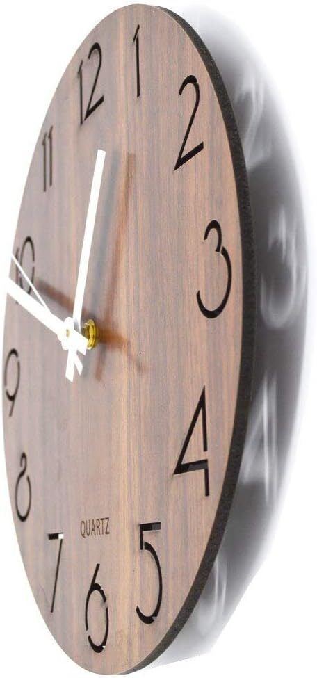 日常使い 壁掛け時計 木製 サイレント連続秒針 透かし彫り アナログ 掛け時計_画像10