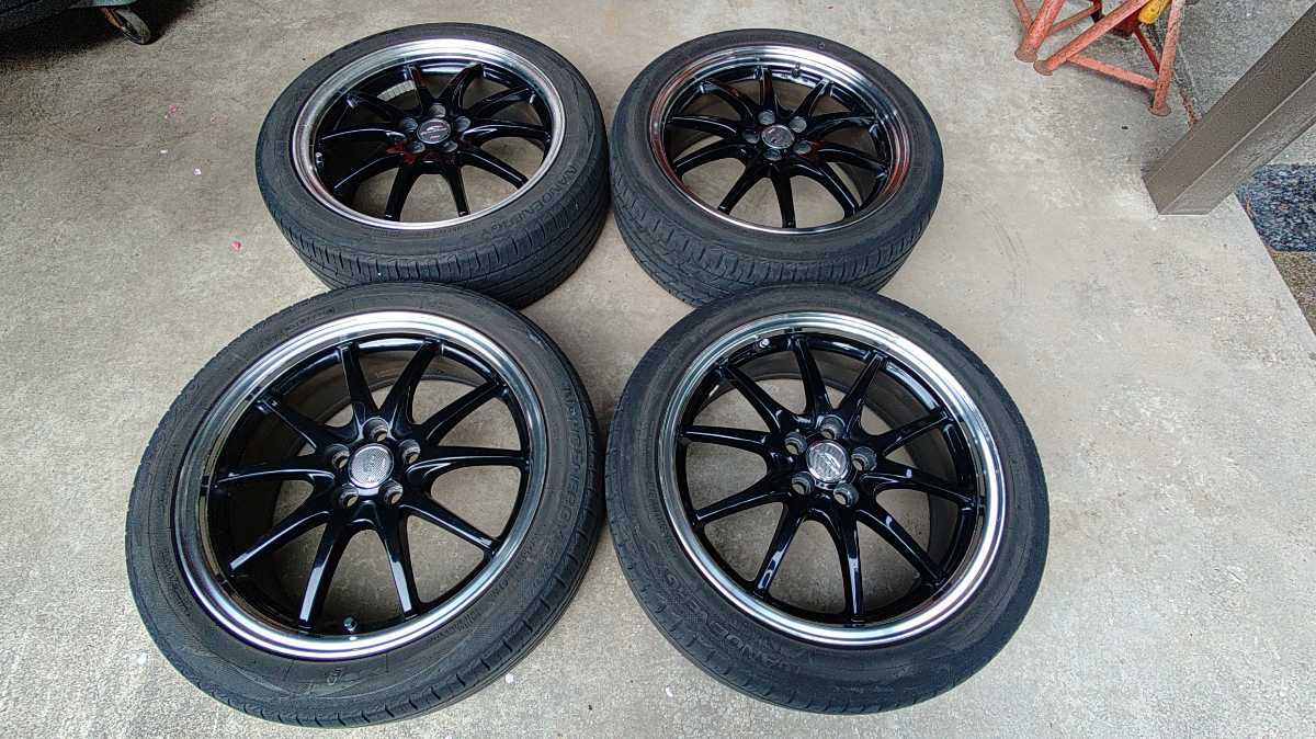 ☆A-TECH SCHNEDER トヨタ純正ナット用 17×7J +50 5穴 100 ハブ径約55㎜ 215/45R17 2016年製造 残り溝4㎜前後 プリウス等 中古4本セット☆の画像1