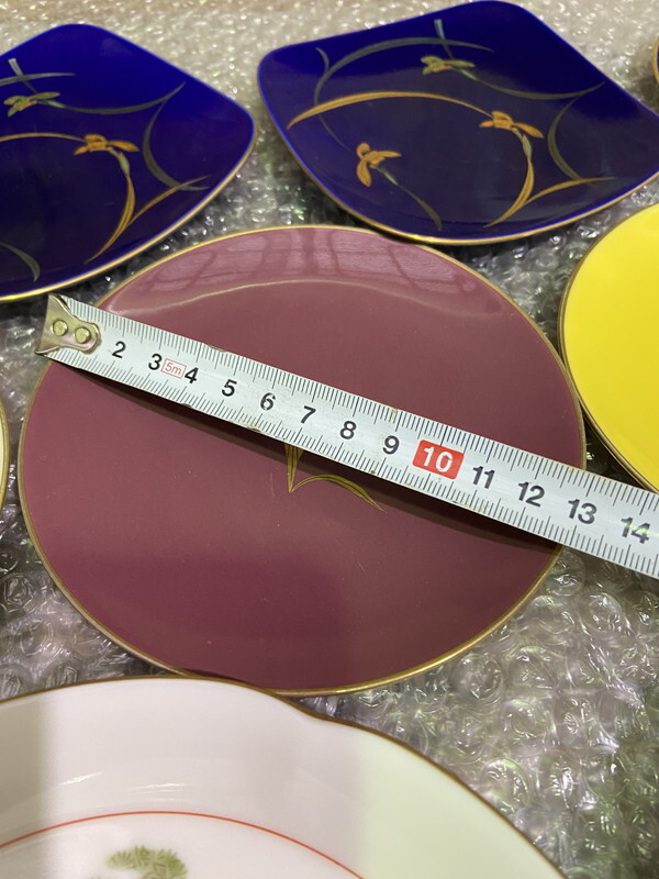 S-97◆香蘭社 銘々皿まとめて 小皿 中皿 絵変わり 色変わり 金彩 金縁 和食器の画像9