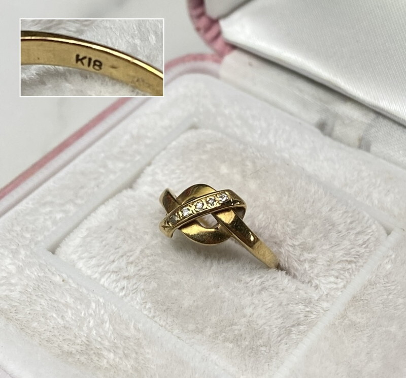 S-220◆1円◆K18×ダイヤモンドリング 指輪 18金イエローゴールド 貴金属ジュエリー サイズ10号 地金の画像1
