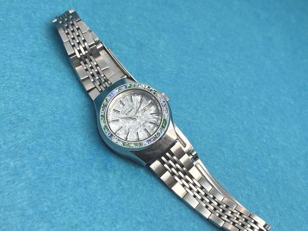 ☆ビンテージ シチズン 自動巻き 腕時計 緑花ベゼル ギラギラダイヤル 稼動品 1974年製/CITIZEN オールオリジナル レディス_画像2