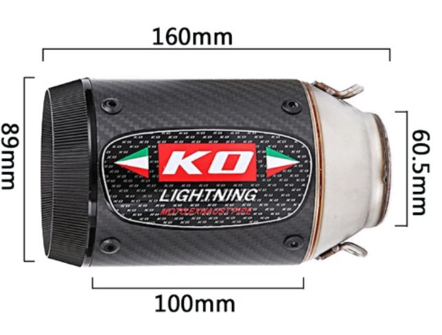KO Lightning / 二輪用 汎用 マフラー 160mm 軽量 ショート サイレンサー 61mm Φ60.5 / タイプD_画像2