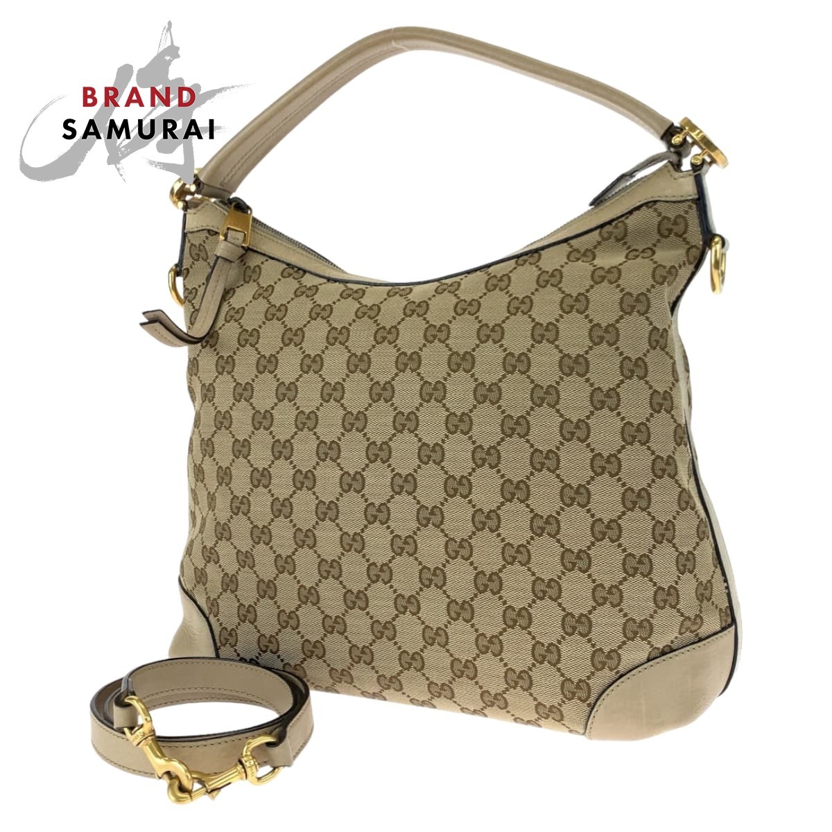 GUCCI グッチ ベージュ GGキャンバス レザー 326514 ショルダーバッグ ハンドバッグ 2way レディース 405808_画像1