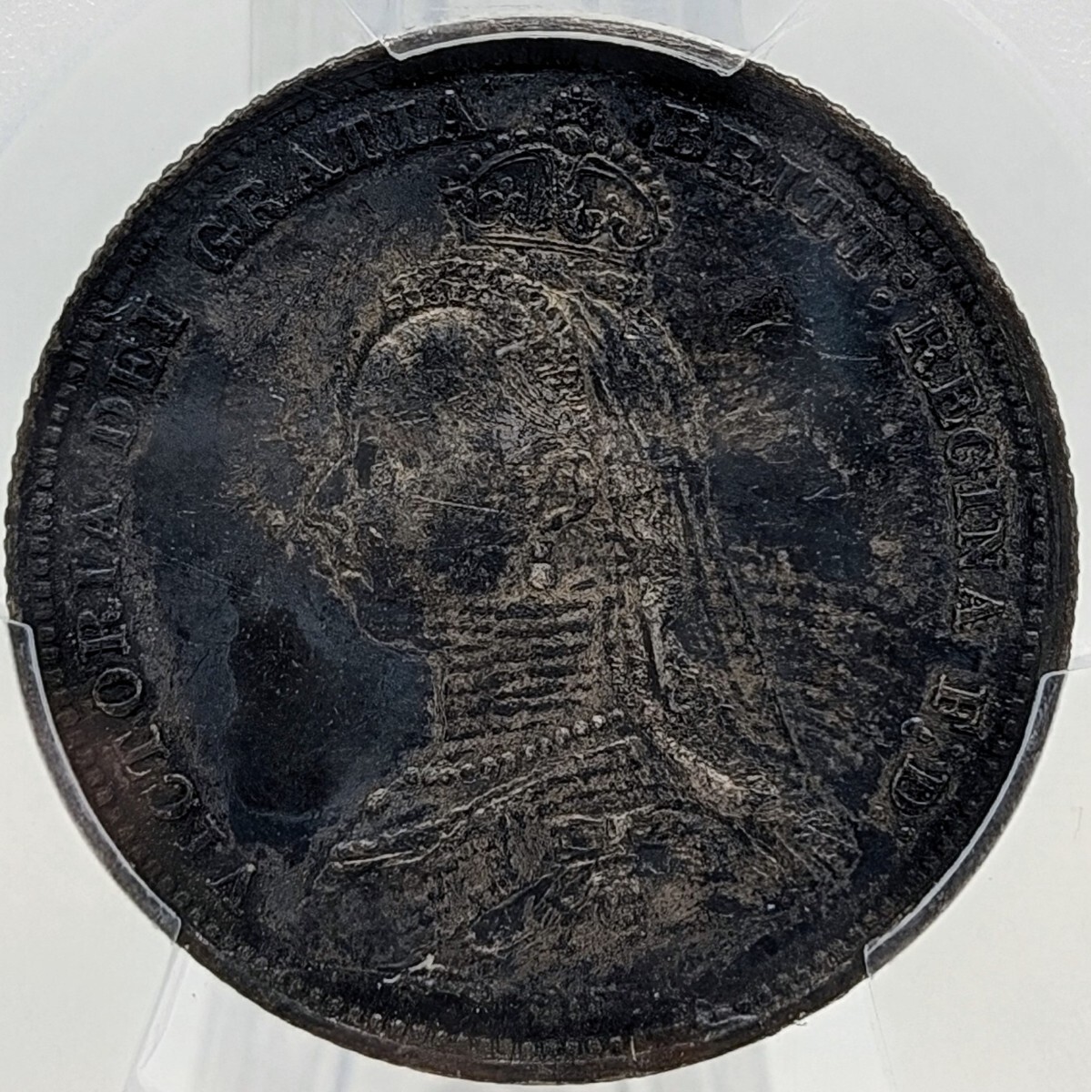 【流通の軌跡！ 1円スタート】1887 イギリス ヴィクトリア女王 1シリング 銀貨 PCGS AU Detail アンティーク コイン ジュビリーヘッド NGC_画像2