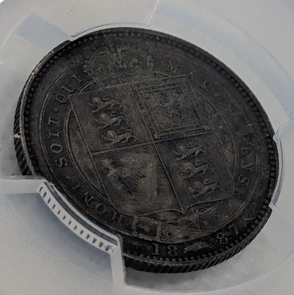 【流通の軌跡！ 1円スタート】1887 イギリス ヴィクトリア女王 1シリング 銀貨 PCGS AU Detail アンティーク コイン ジュビリーヘッド NGC_画像5