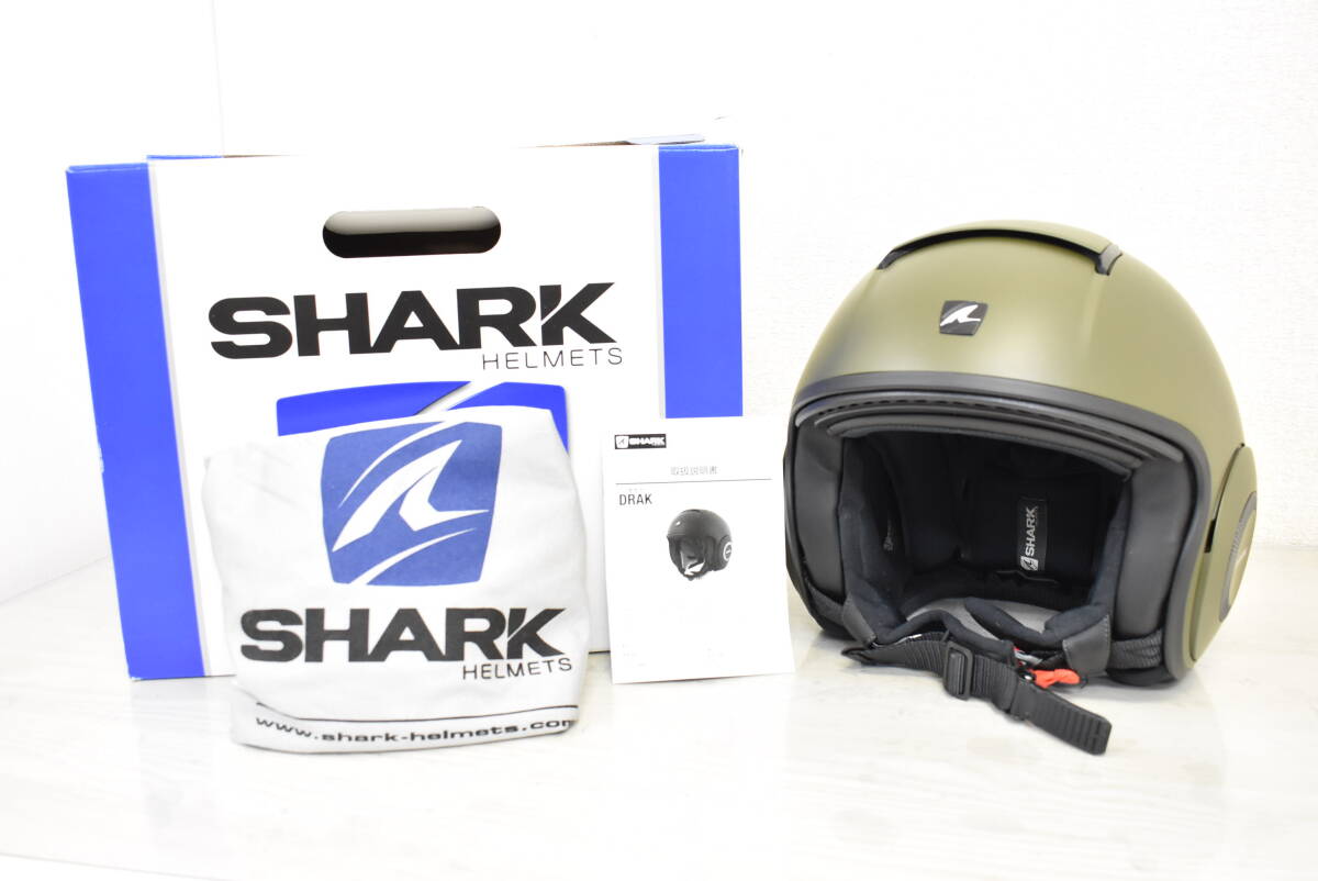 SHARK シャーク DRAK HELMET BLANK マットグリーン ダラク ジェットヘルメット SLサイズ 2020年製 8K178_画像1