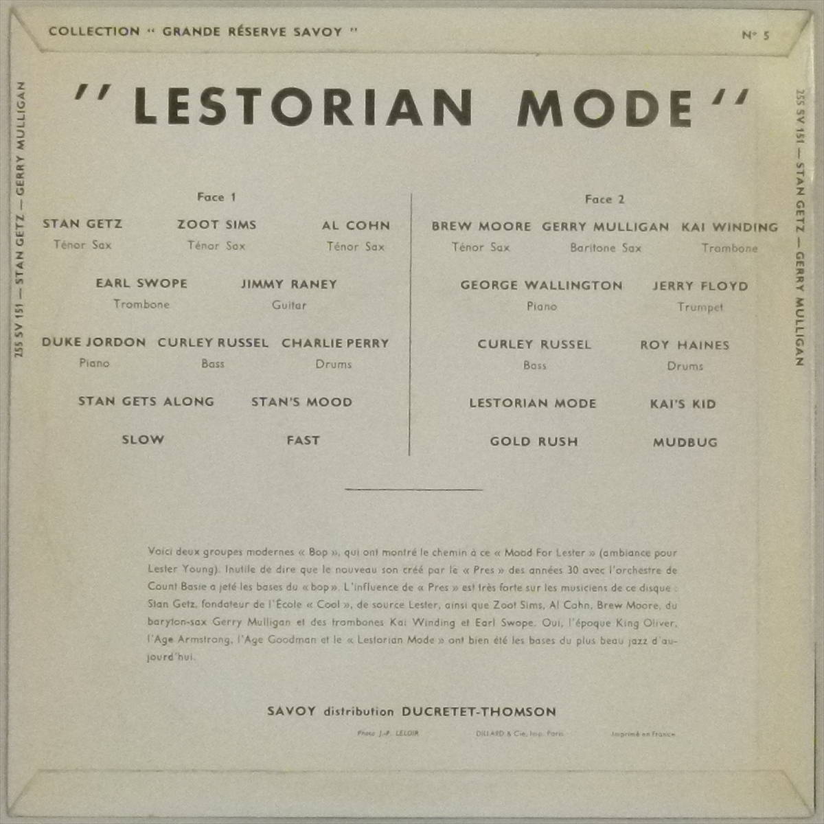 【フランス・オリジナル】LESTORIAN MODE / Stan Getz,Gerry Mulligan_画像4